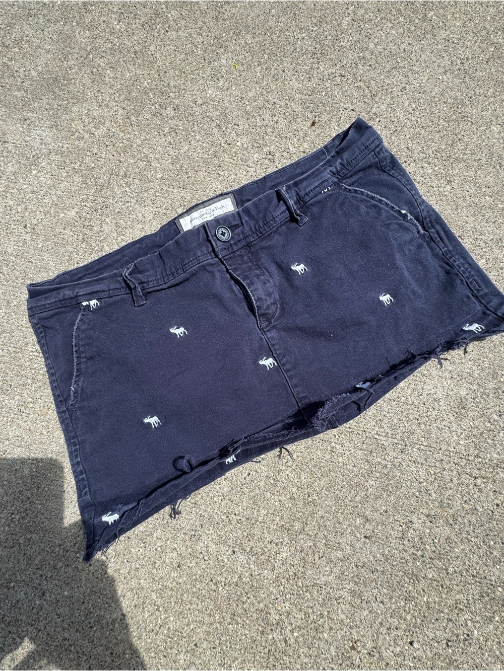 Abercrombie & Fitch Navy Mini Skirt with Embroidered Moose